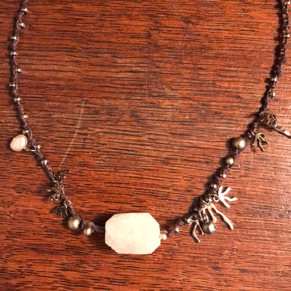 Sequin Druzy Gold Coral Necklace - Picture 5 of 10